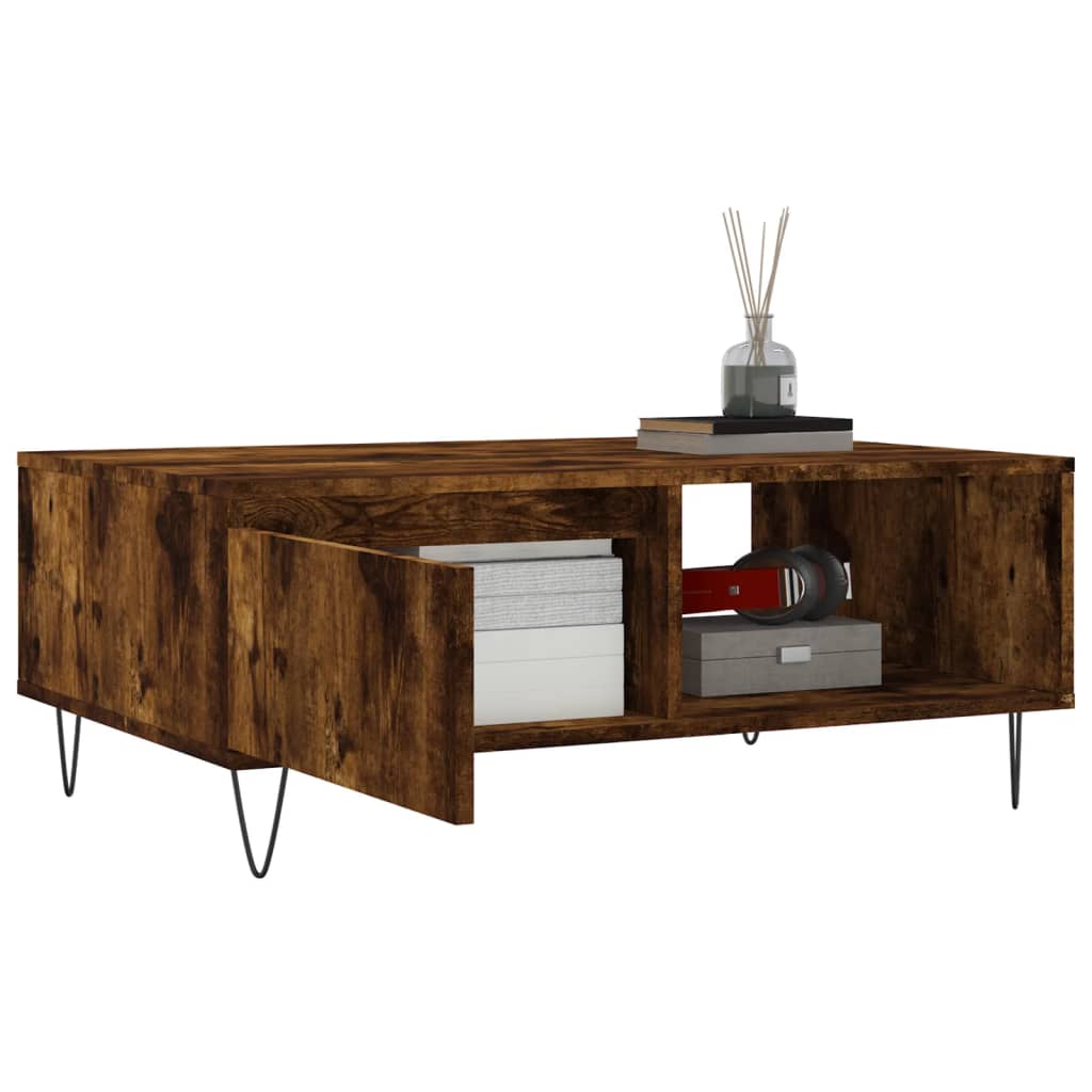 Coffee table smoked oak 90x60x35 cm wood material