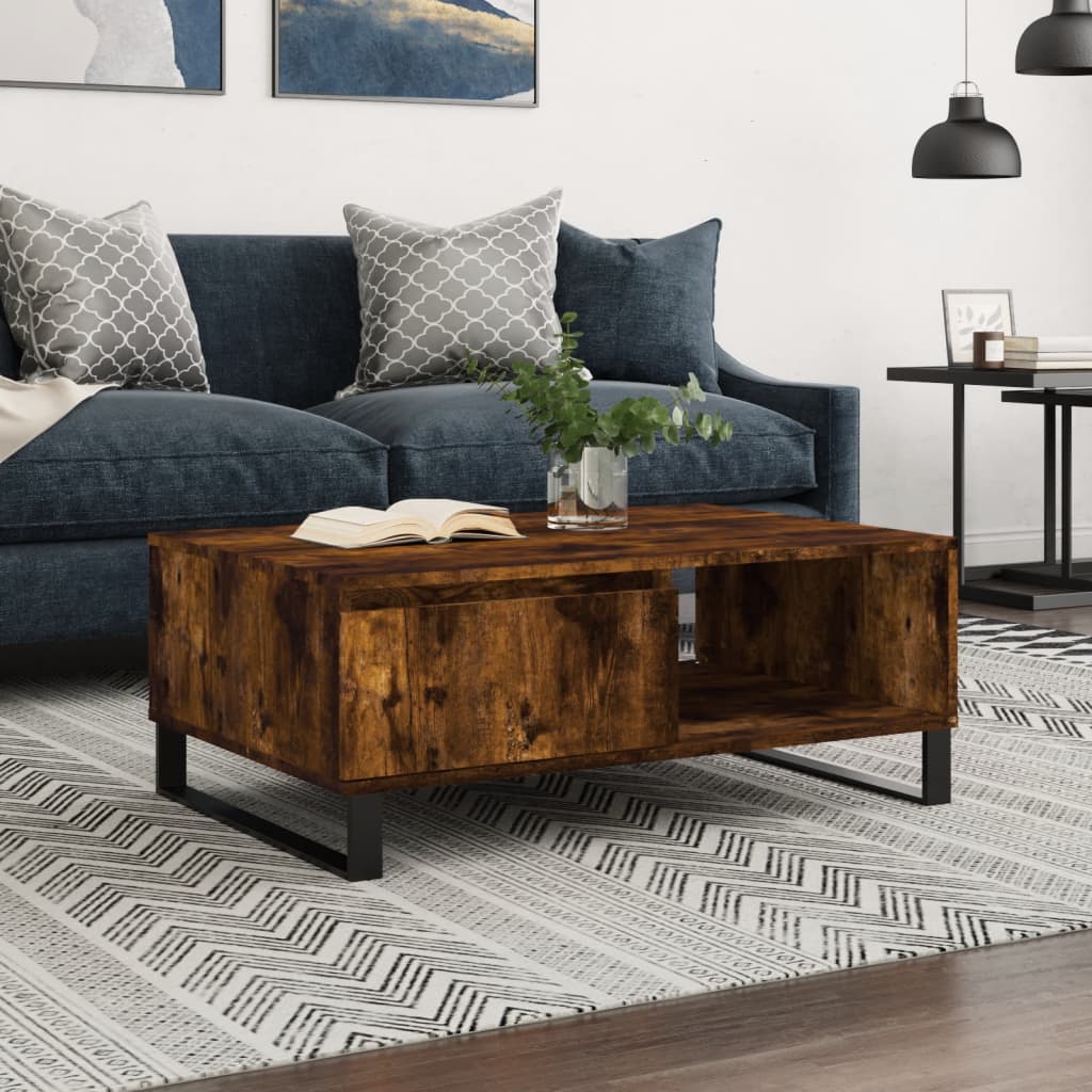Coffee table smoked oak 90x60x35 cm wood material