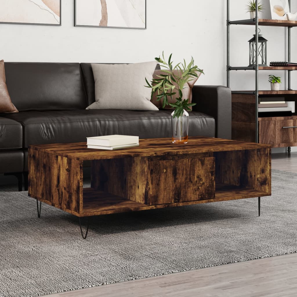 Coffee table smoked oak 104x60x35 cm wood material