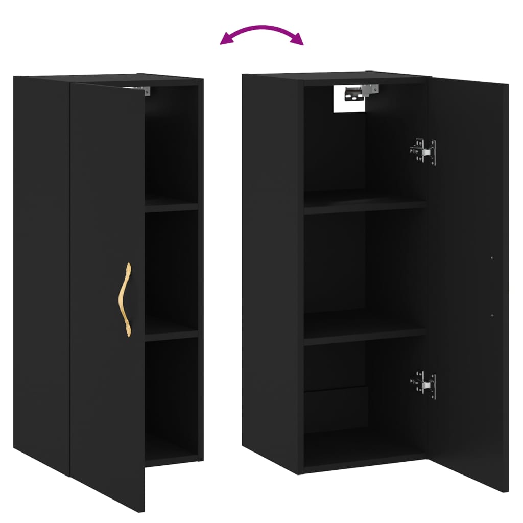 Wall Cabinet Black 34.5x34x90 cm