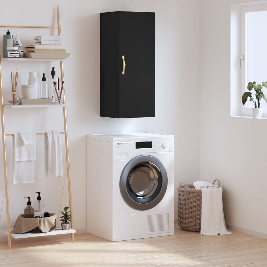 Wall Cabinet Black 34.5x34x90 cm