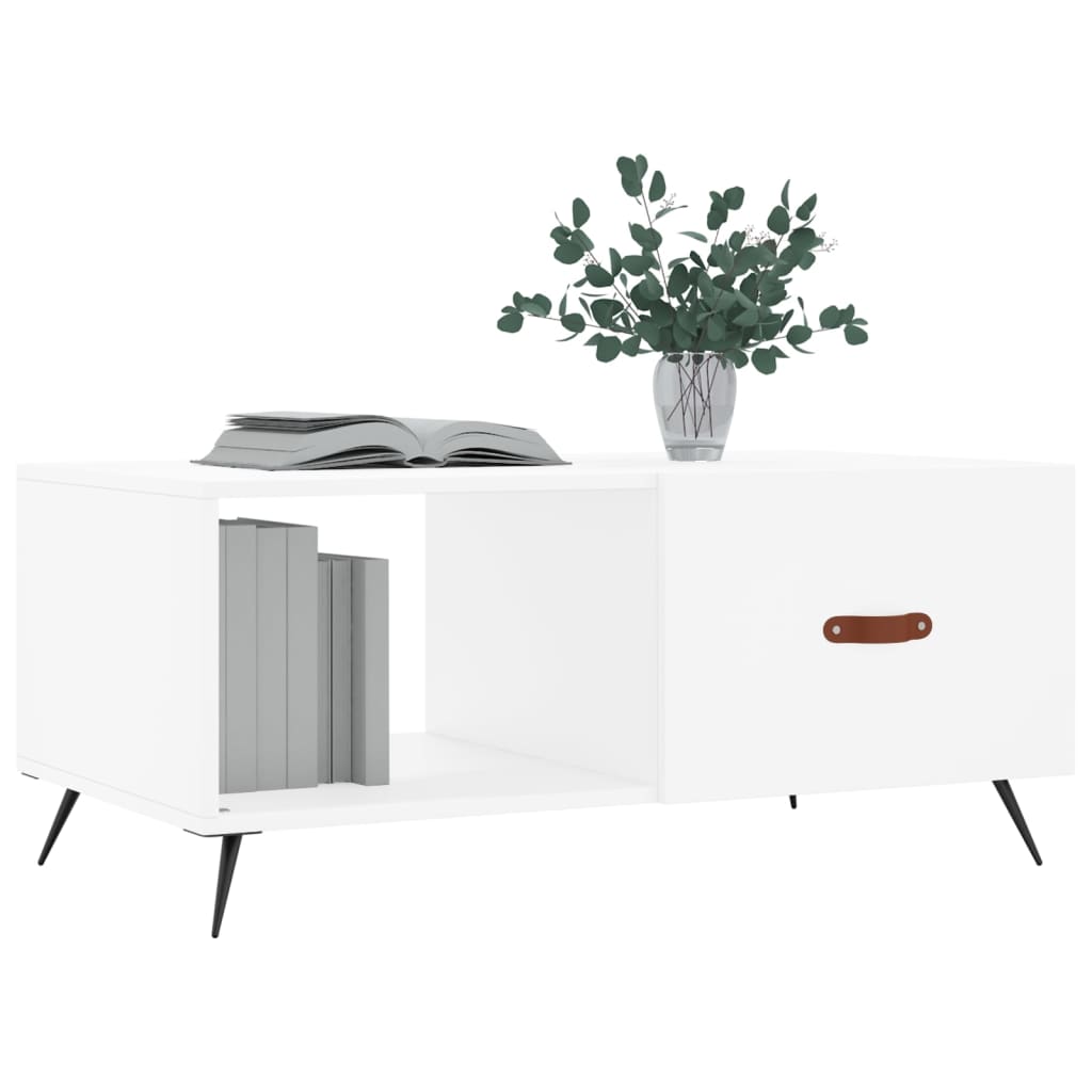 Table basse blanche 90x50x40 cm en bois