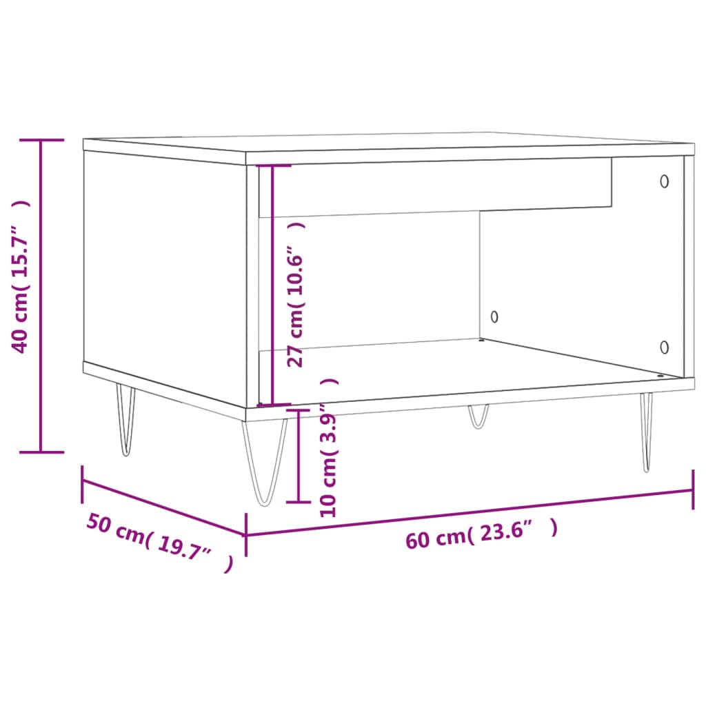 Coffee table concrete grey 60x50x40 cm wood material