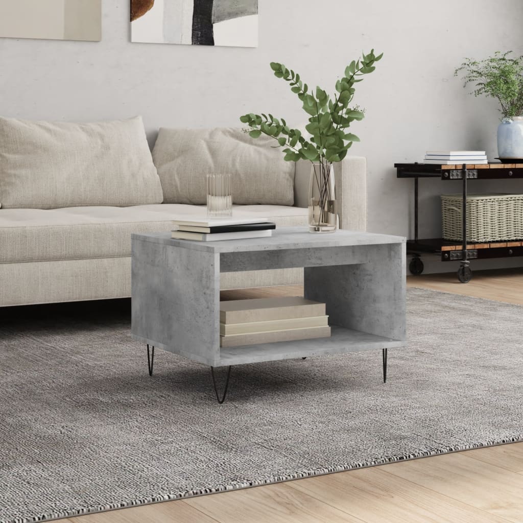 Coffee table concrete grey 60x50x40 cm wood material
