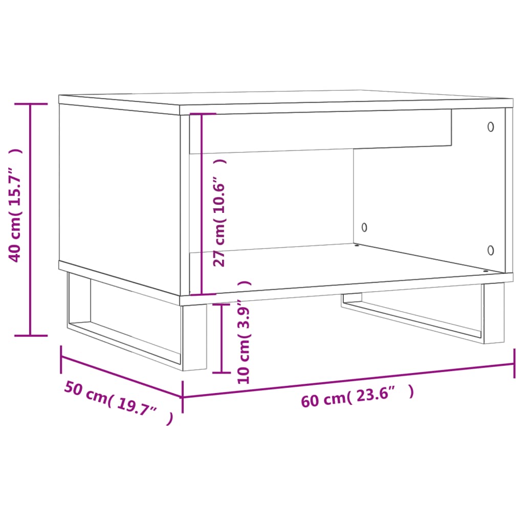 Coffee table concrete grey 60x50x40 cm wood material