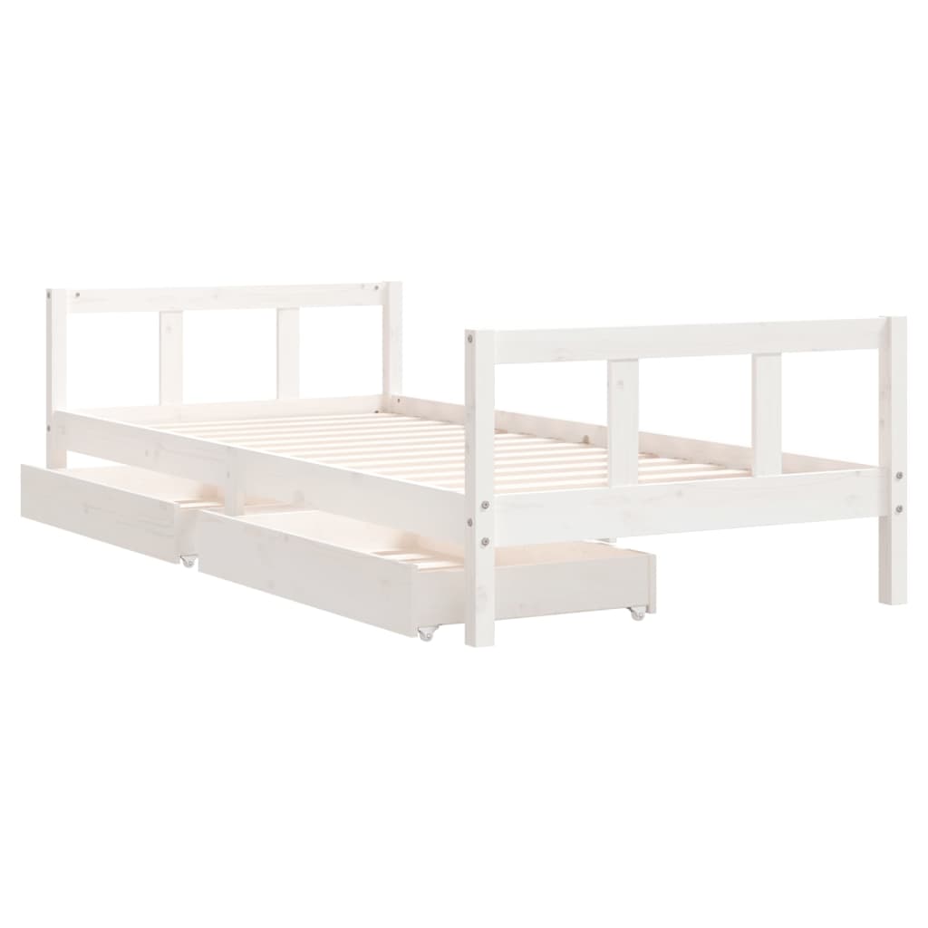 Lit enfant avec tiroirs blanc 90x200 cm bois de pin massif
