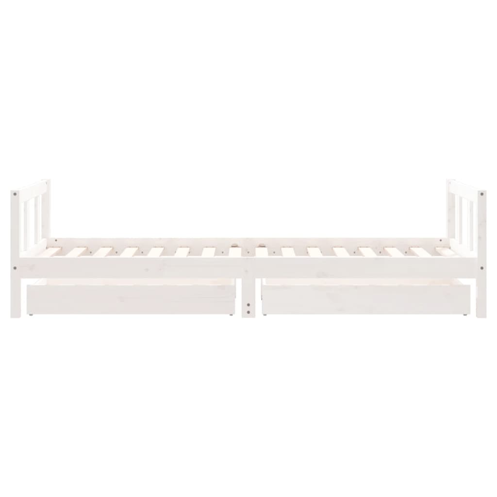 Lit enfant avec tiroirs blanc 90x200 cm bois de pin massif