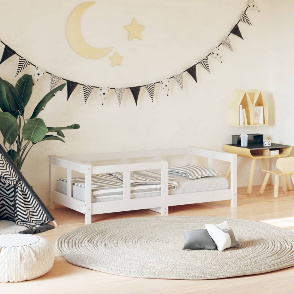 Lit enfant blanc 70x140 cm en pin massif