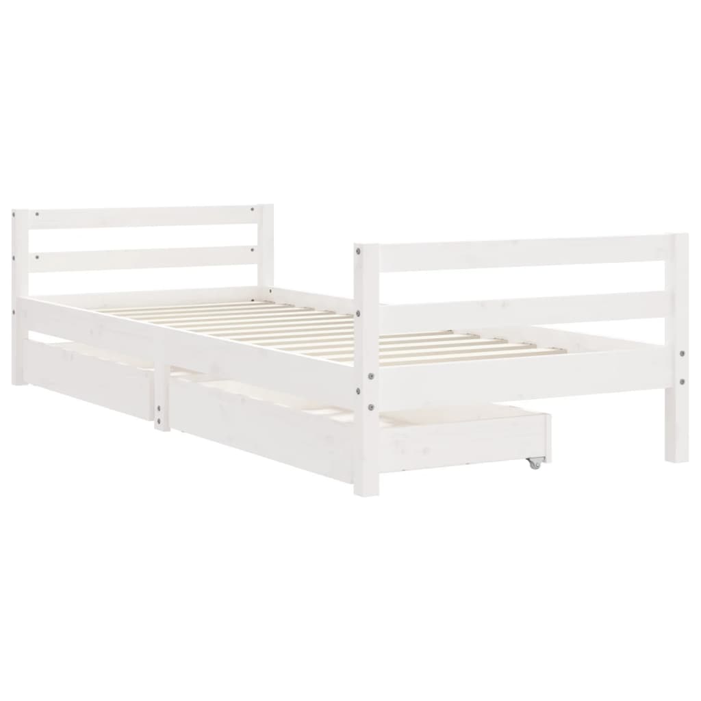Children's bed with drawers white 80x200 cm solid pine wood