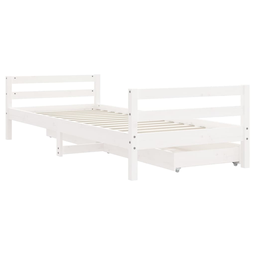 Children's bed with drawers white 80x200 cm solid pine wood
