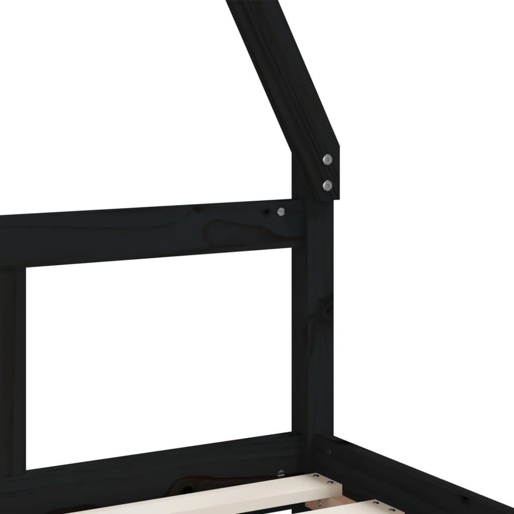 Children's bed black 80x200 cm solid pine wood