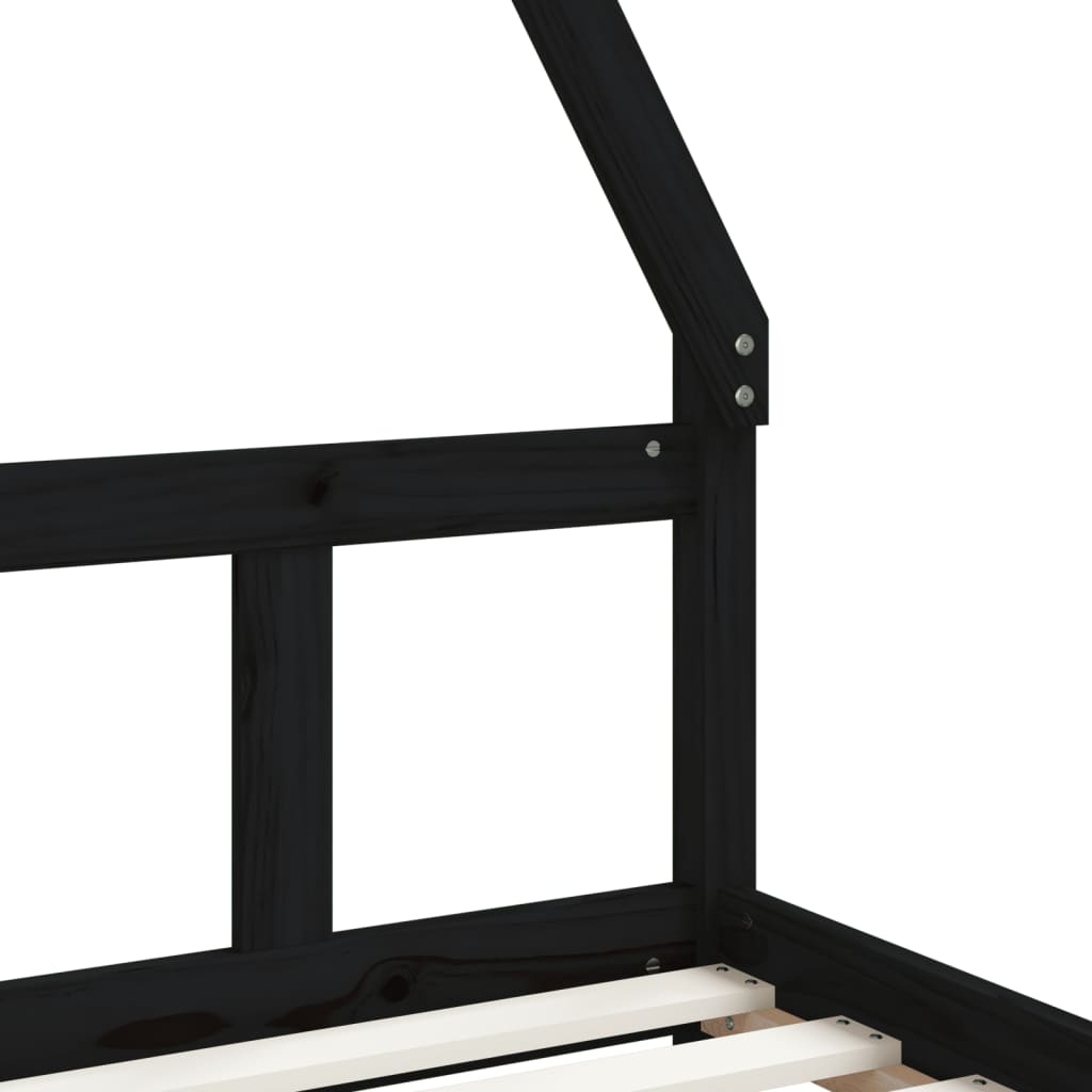 Children's bed black 90x190 cm solid pine wood