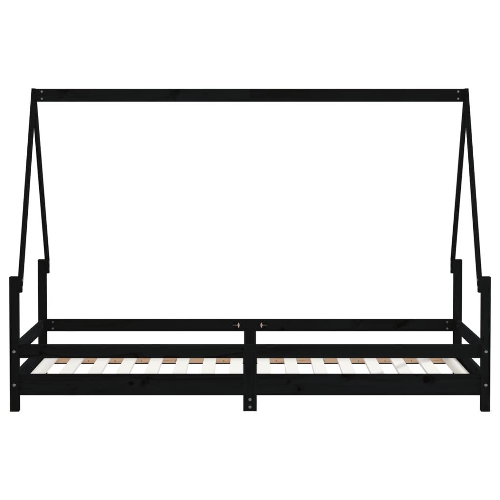 Lit enfant noir 80x200 cm en pin massif