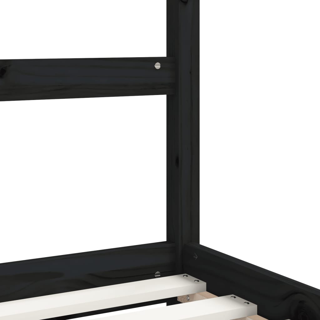 Lit enfant noir 90x190 cm en pin massif