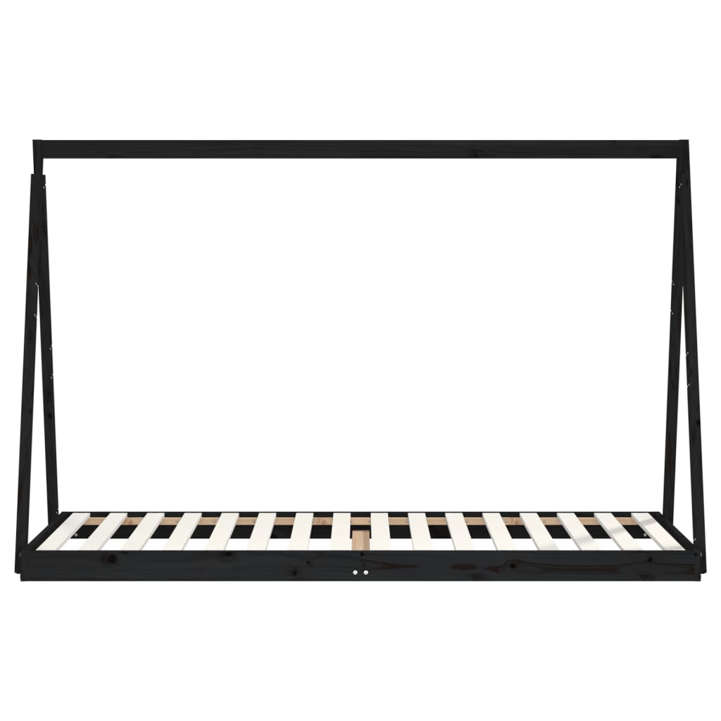 Children's bed black 80x200 cm solid pine wood