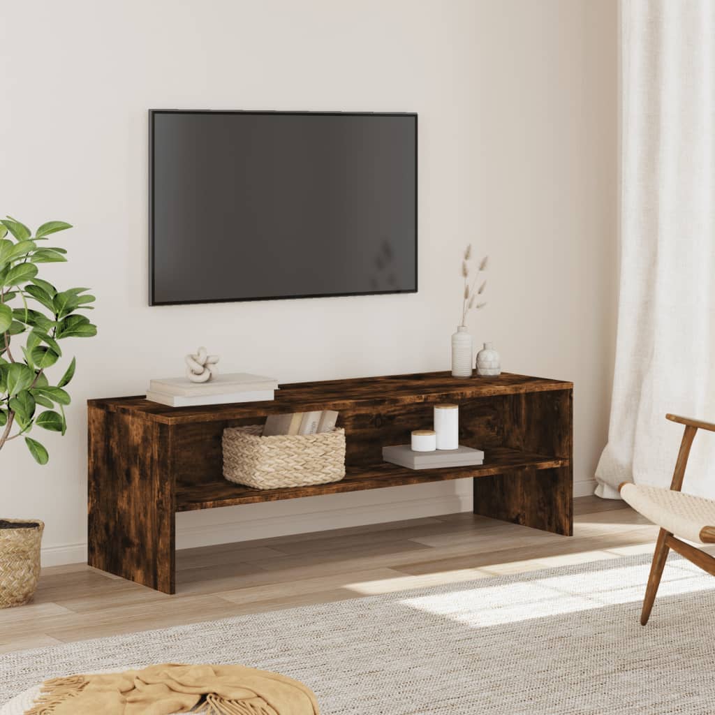Meuble TV chêne fumé 120x40x40 cm matériau bois