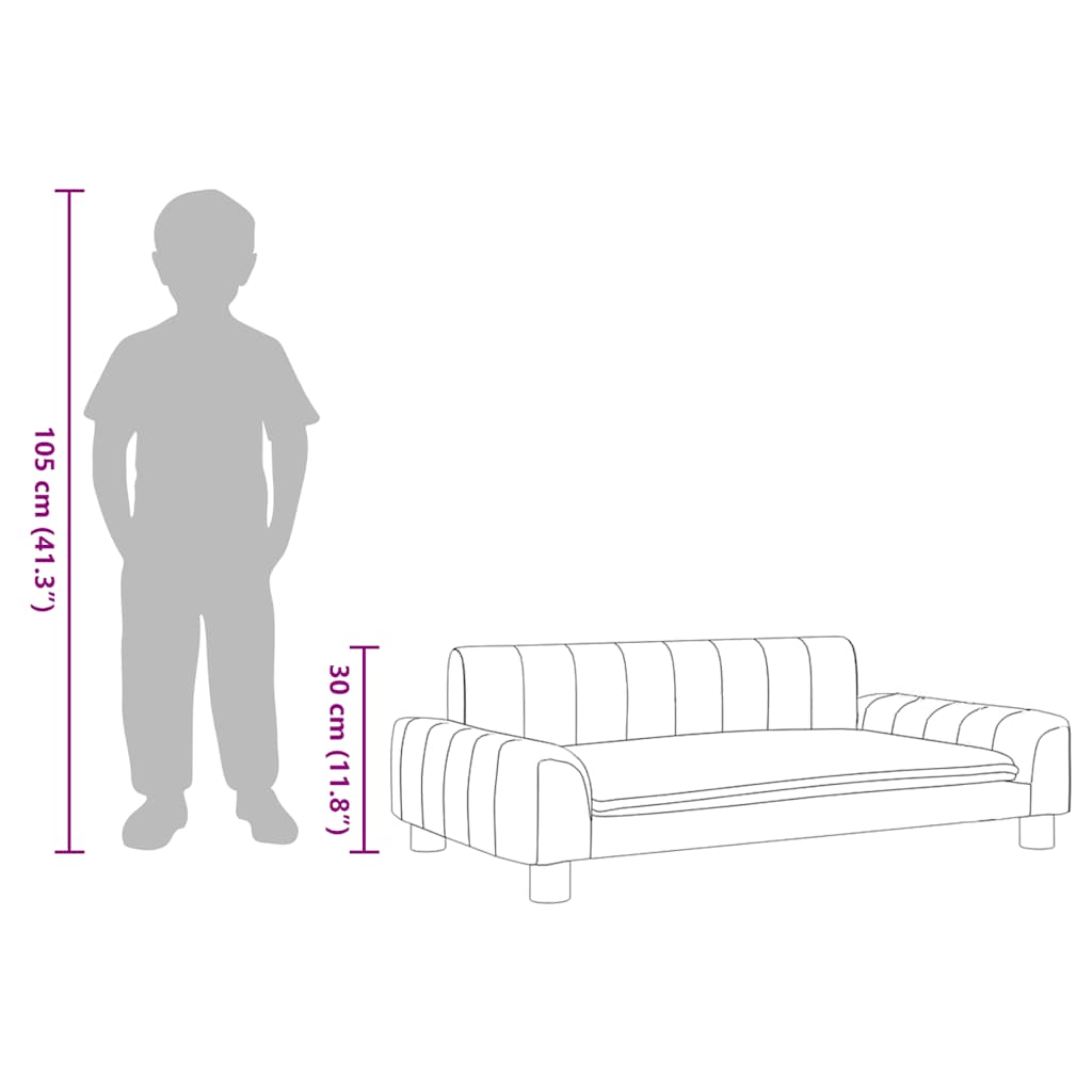 Children's sofa dark grey 90x53x30 cm fabric
