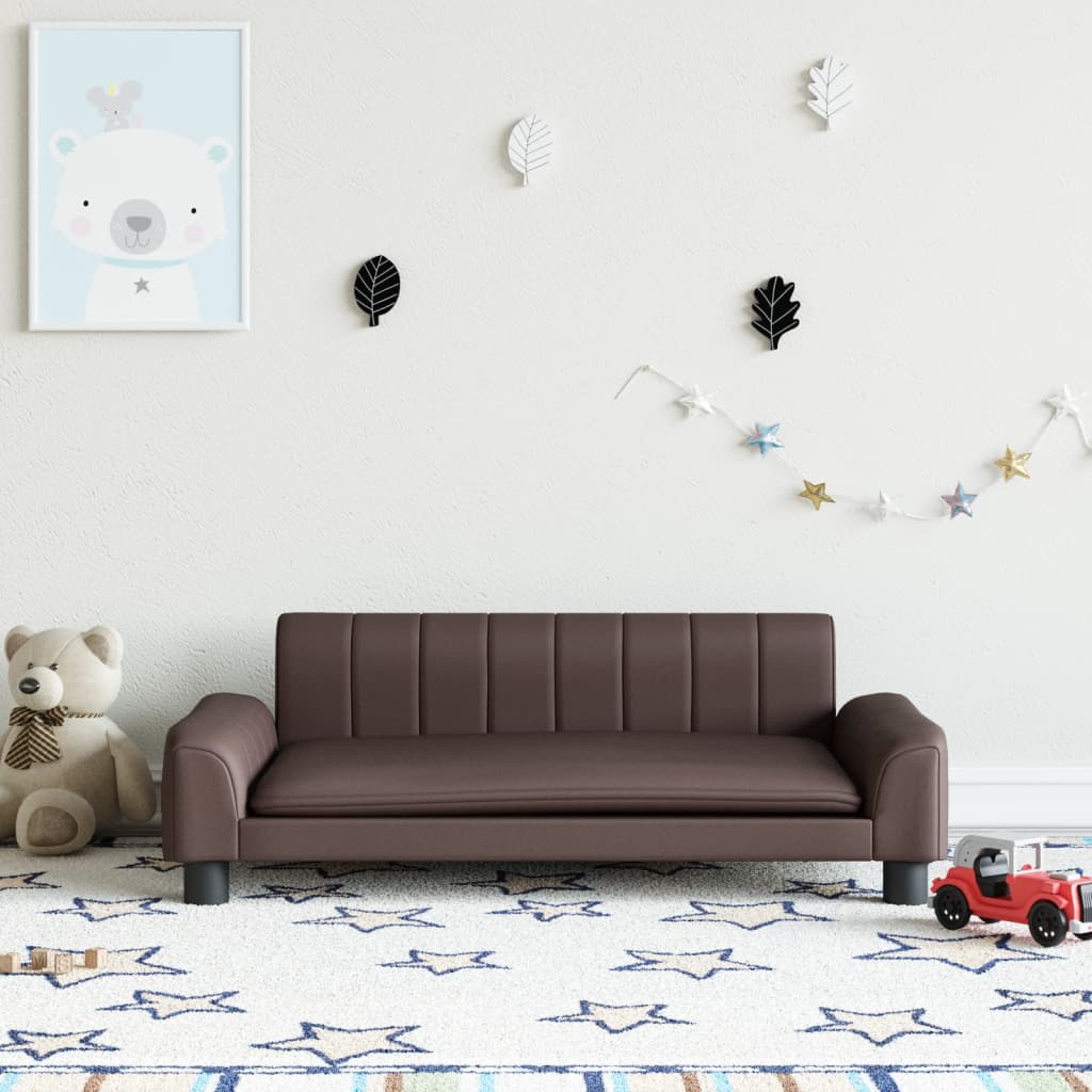 Kindersofa Braun 90x53x30 cm Kunstleder