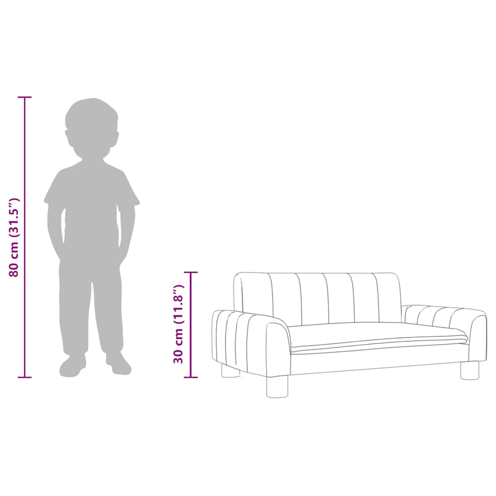 Children's sofa light grey 70x45x30 cm fabric