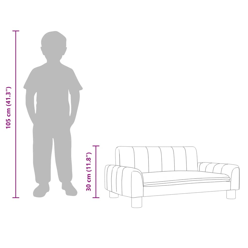 Children's sofa light grey 70x45x30 cm fabric