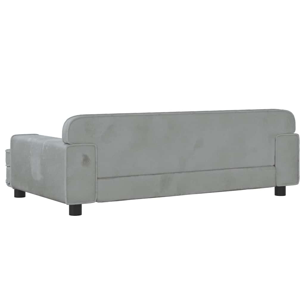 Children's sofa light grey 90x53x30 cm velvet