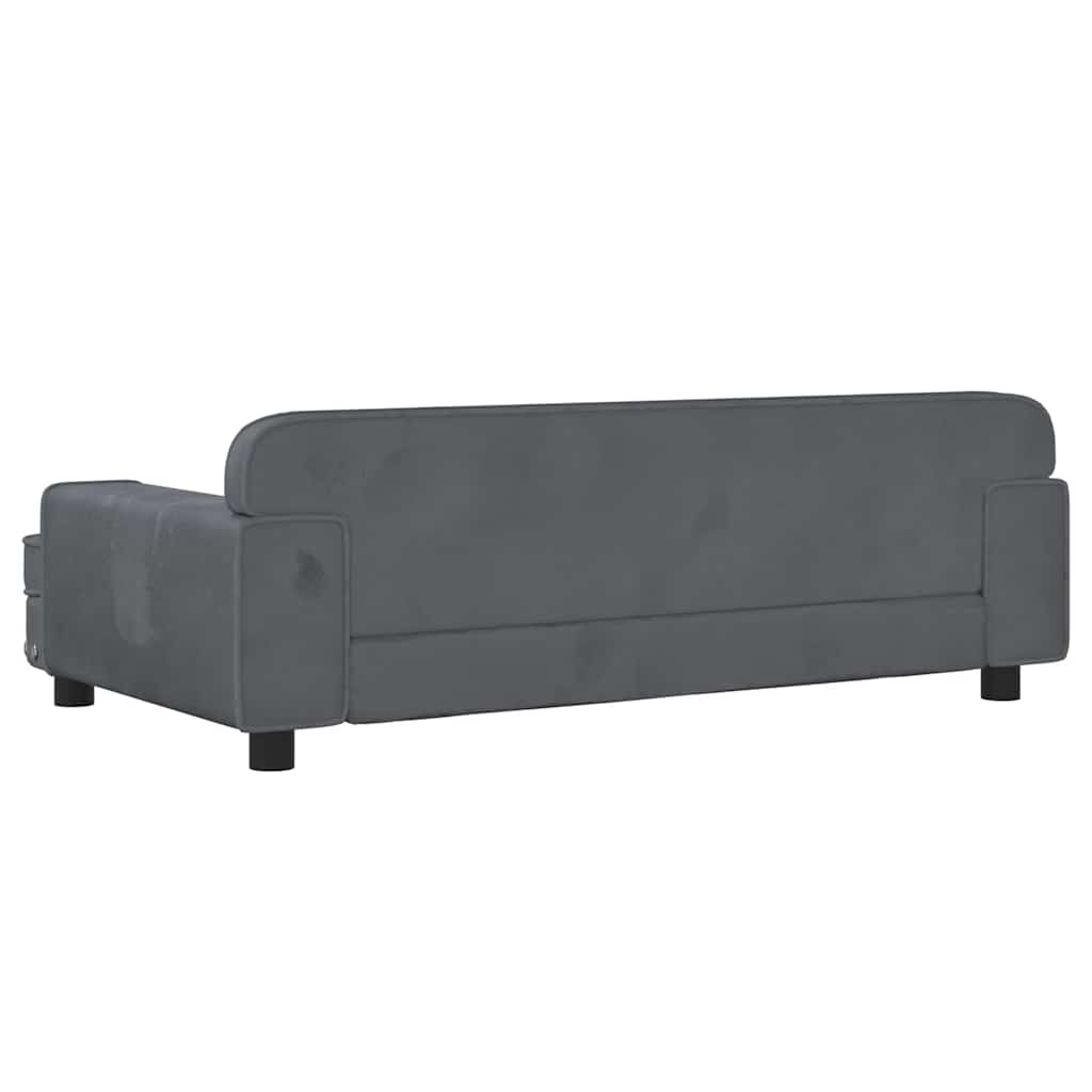 Children's sofa dark grey 90x53x30 cm velvet