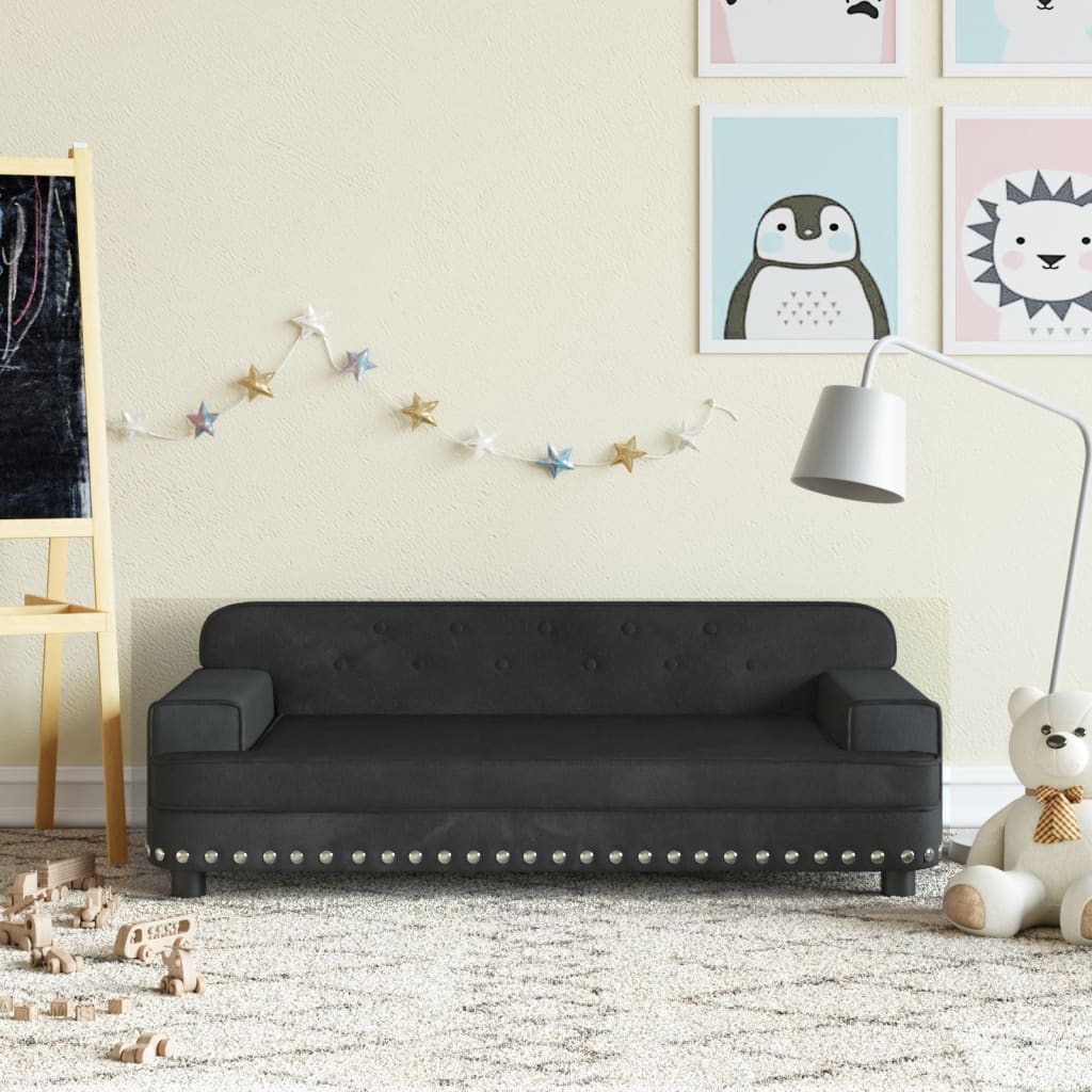 Children's sofa black 90x53x30 cm velvet