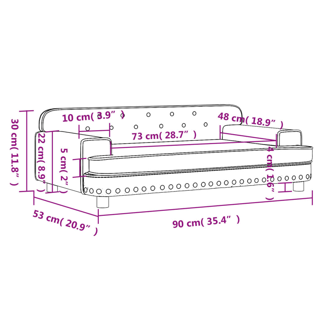 Kindersofa Braun 90x53x30 cm Samt