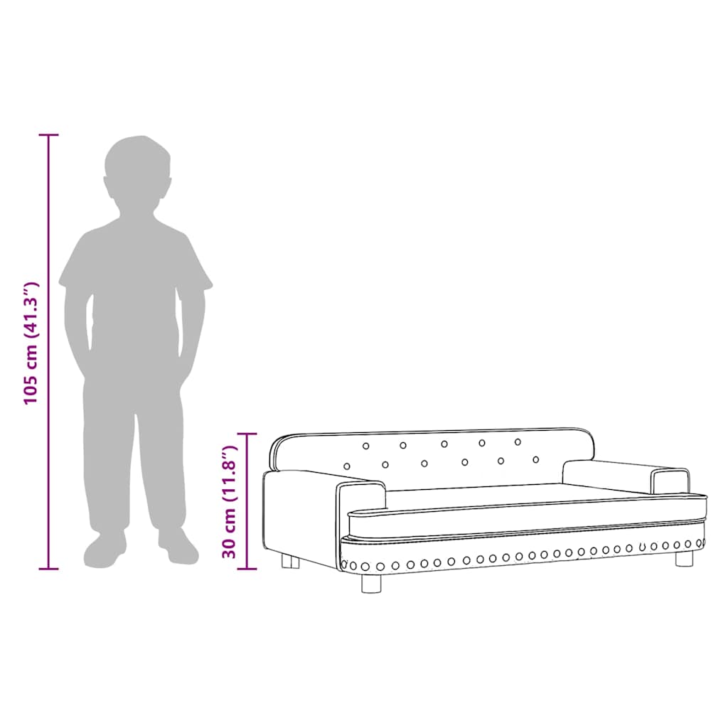 Kindersofa Creme 90x53x30 cm Samt