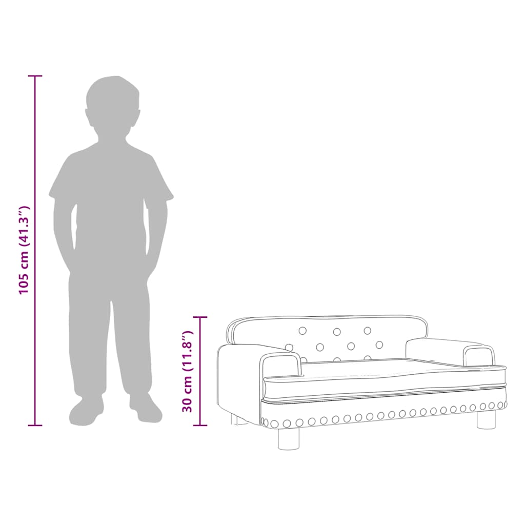 Kindersofa Hellgrau 70x45x30 cm Samt