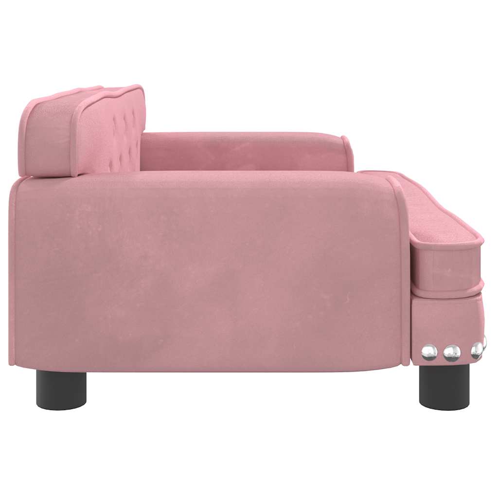 Canapé enfant rose 70x45x30 cm velours