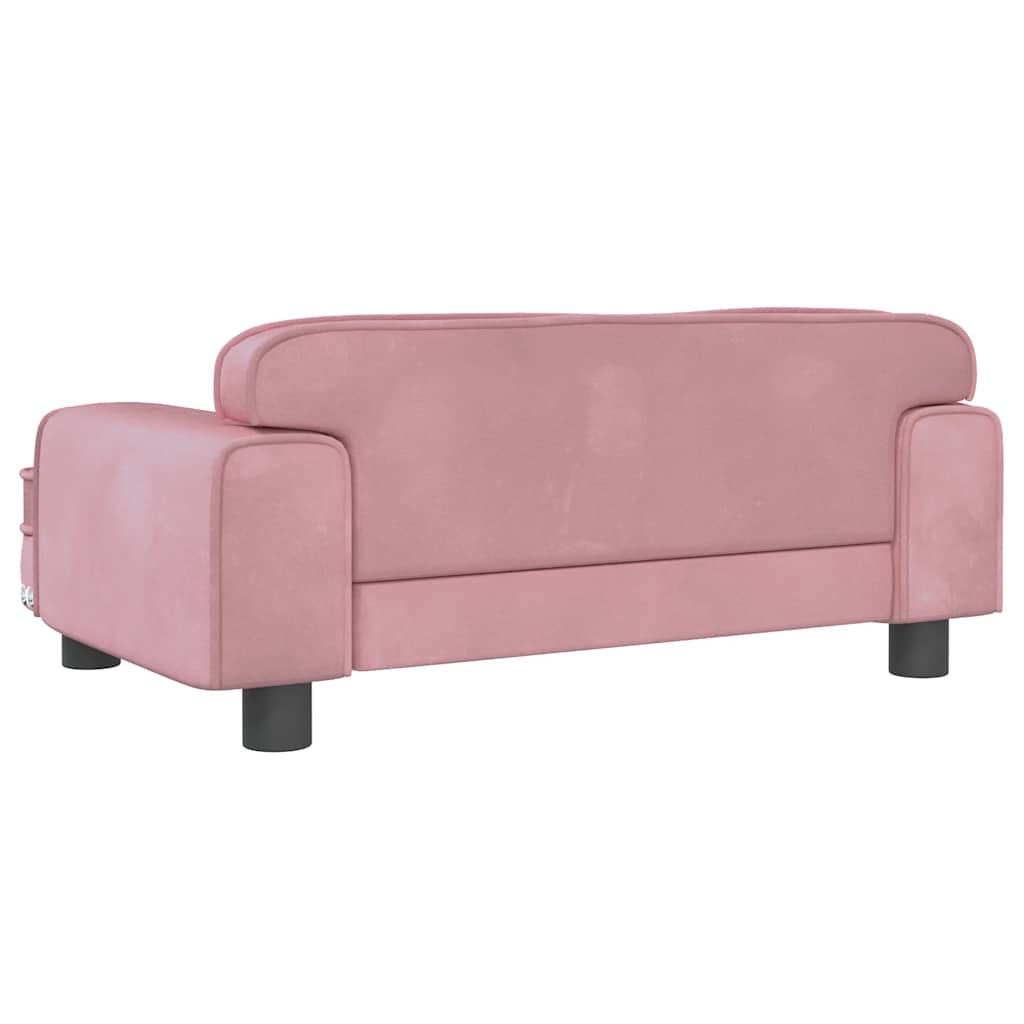 Canapé enfant rose 70x45x30 cm velours