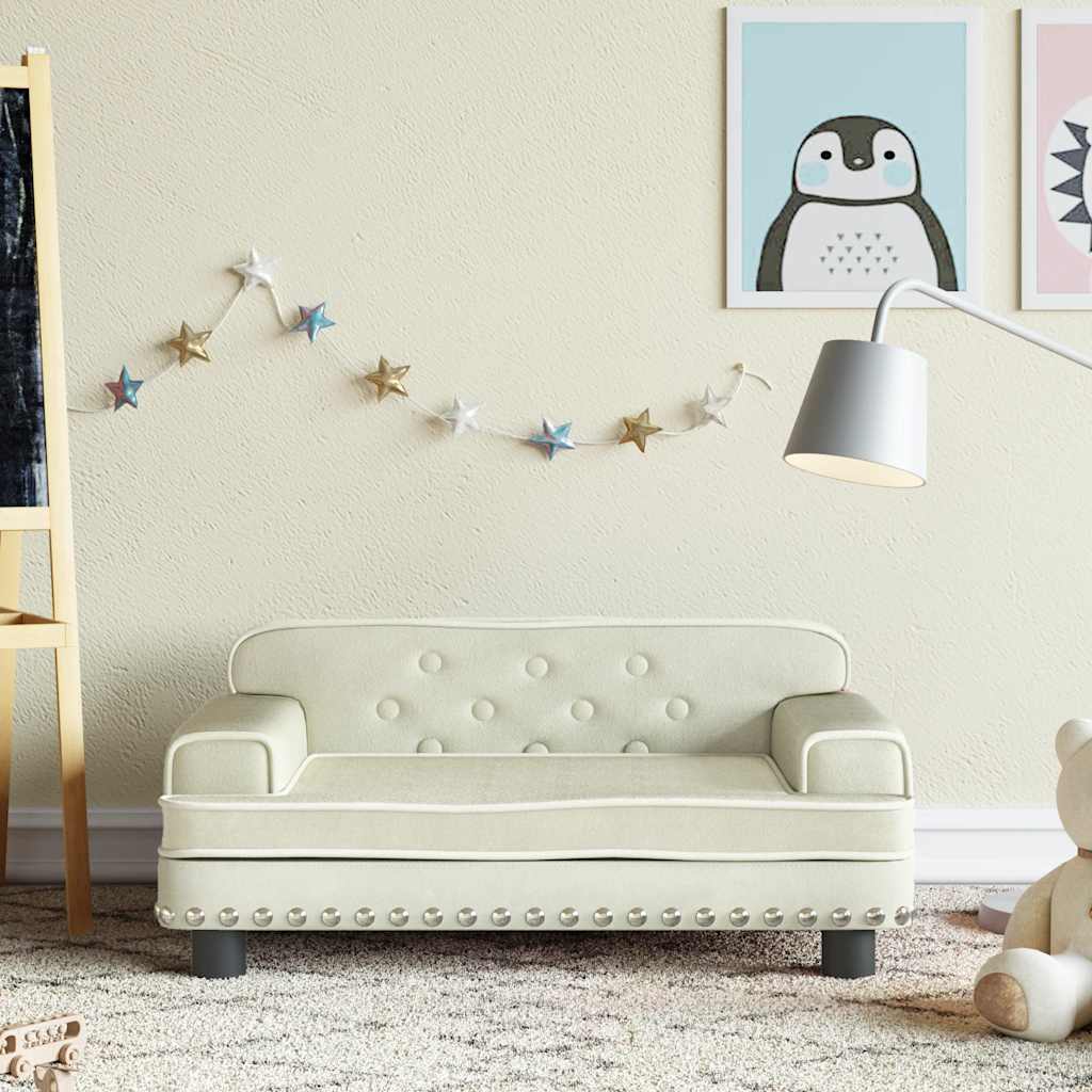 Kindersofa Creme 70x45x30 cm Samt