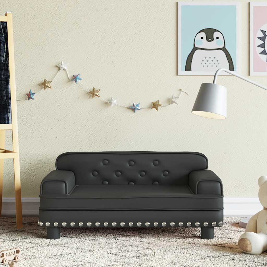 Children's sofa black 70x45x30 cm artificial leather