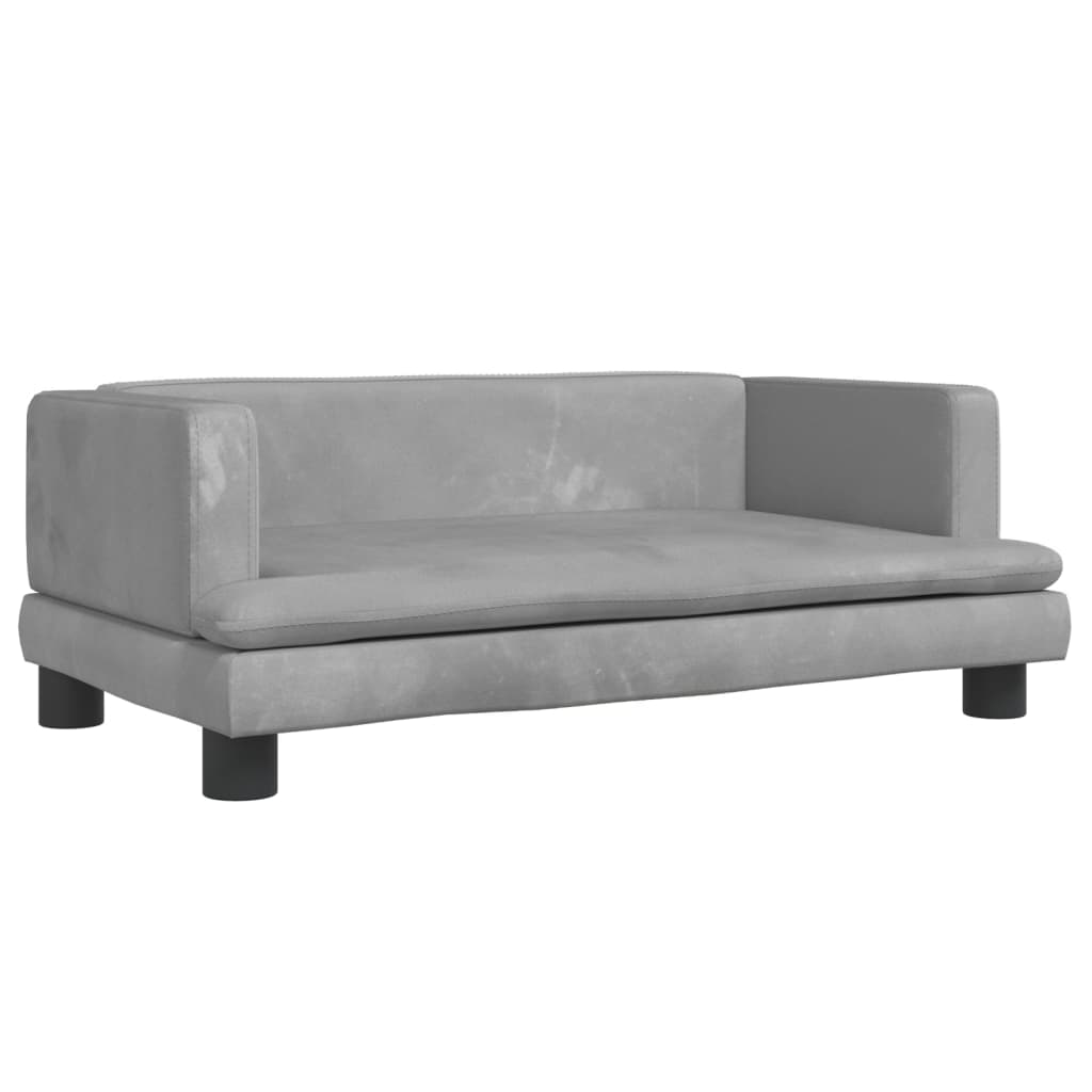 Children's sofa light grey 80x45x30 cm velvet