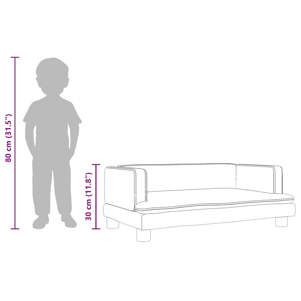Children's sofa light grey 80x45x30 cm velvet
