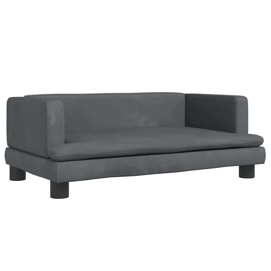 Children's sofa dark grey 80x45x30 cm velvet