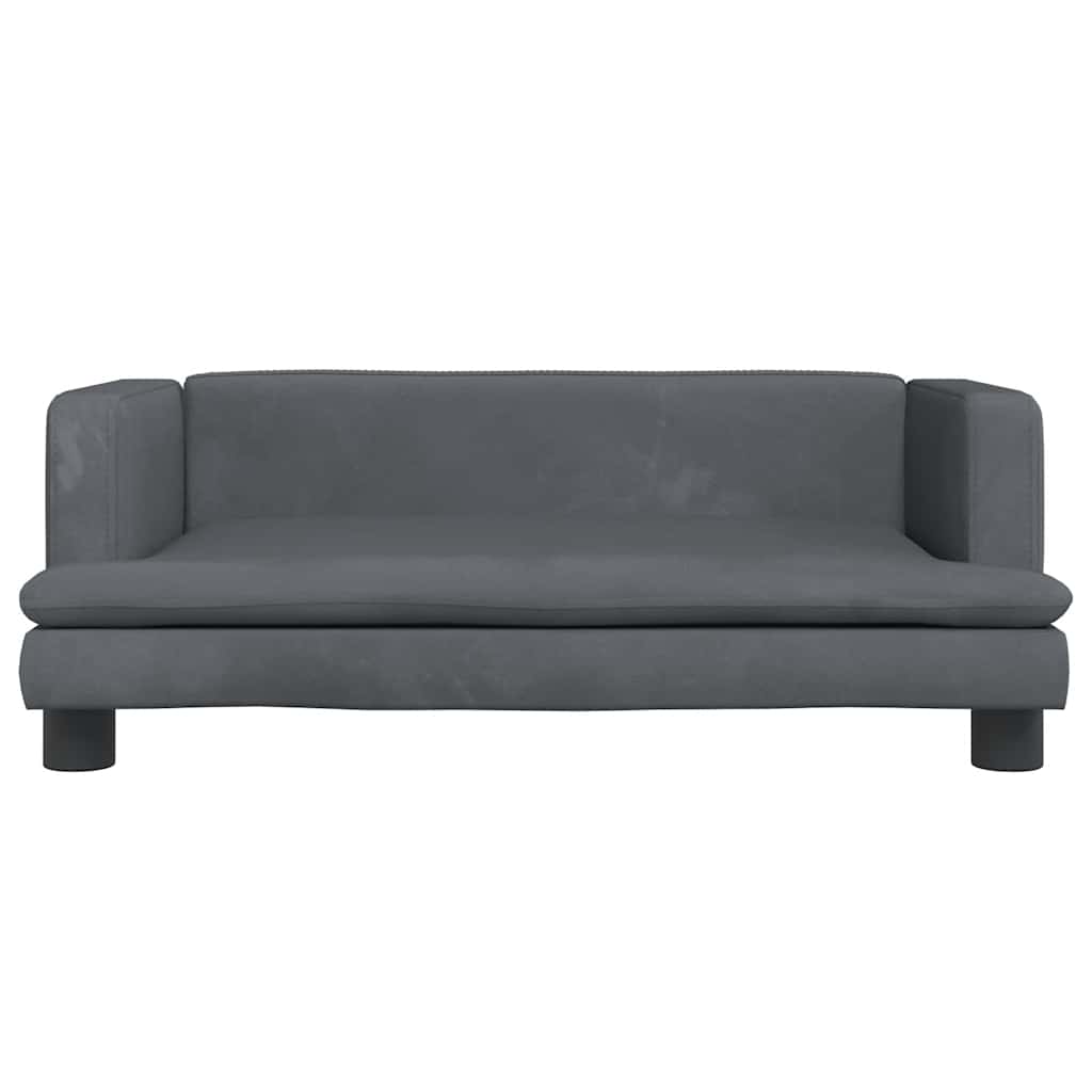 Children's sofa dark grey 80x45x30 cm velvet