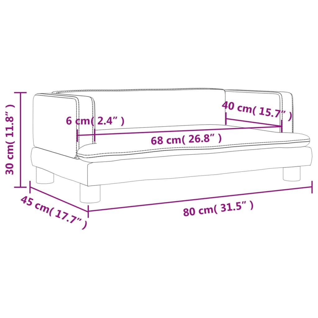 Kindersofa Rosa 80x45x30 cm Samt