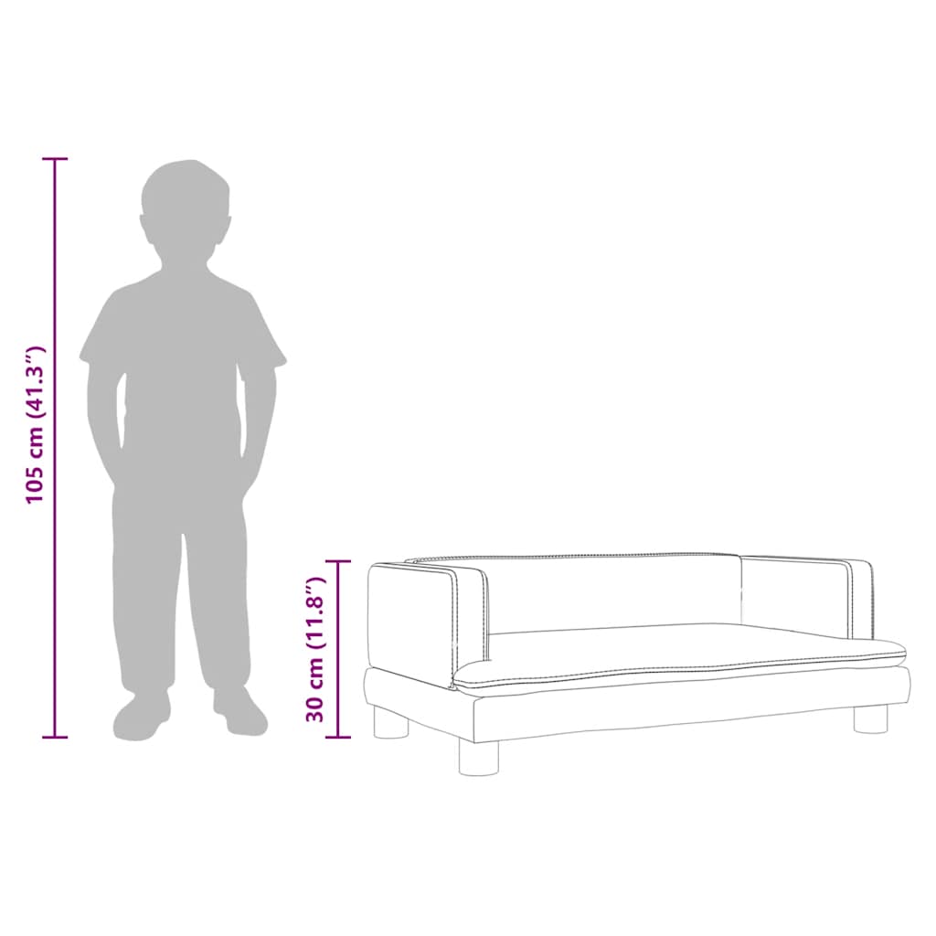 Kindersofa Schwarz 80x45x30 cm Samt