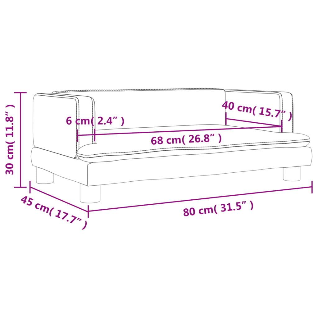 Kindersofa Braun 80x45x30 cm Samt