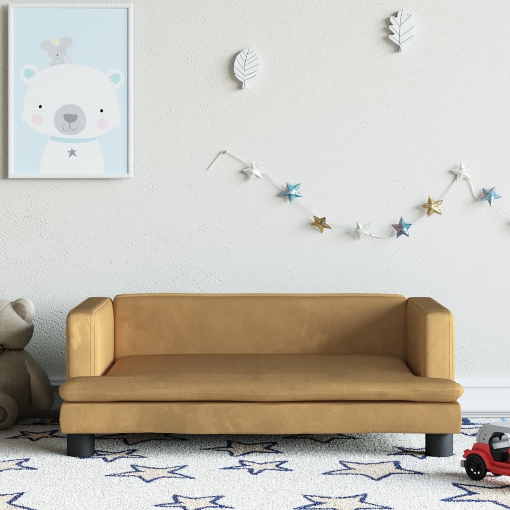 Kindersofa Braun 80x45x30 cm Samt