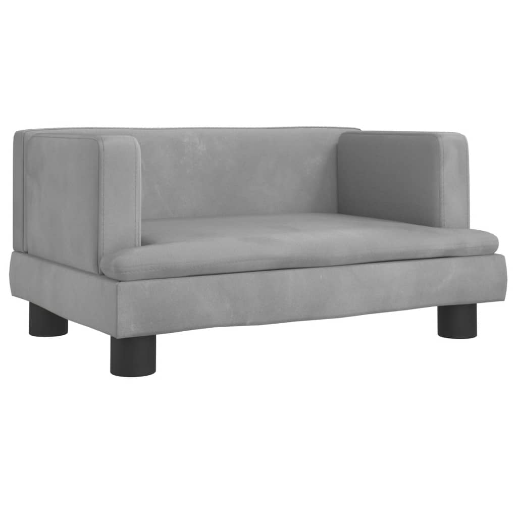 Children's sofa light grey 60x40x30 cm velvet