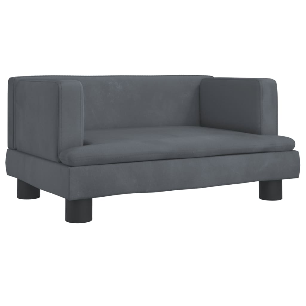 Children's sofa dark grey 60x40x30 cm velvet