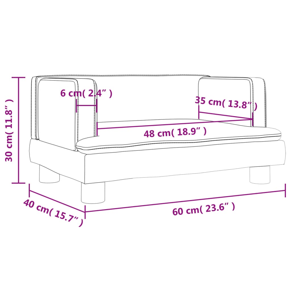 Kindersofa Rosa 60x40x30 cm Samt