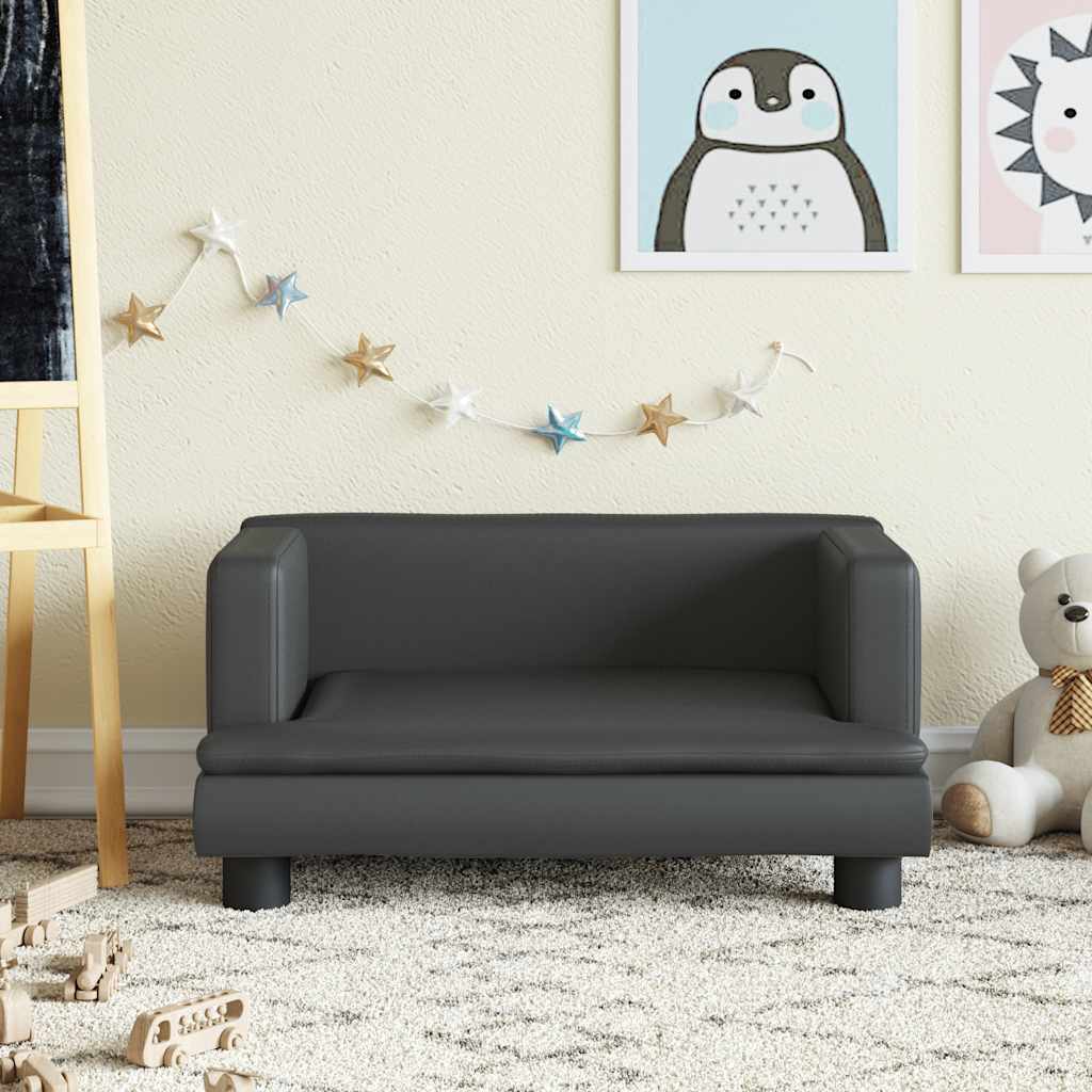 Children's sofa black 60x40x30 cm artificial leather