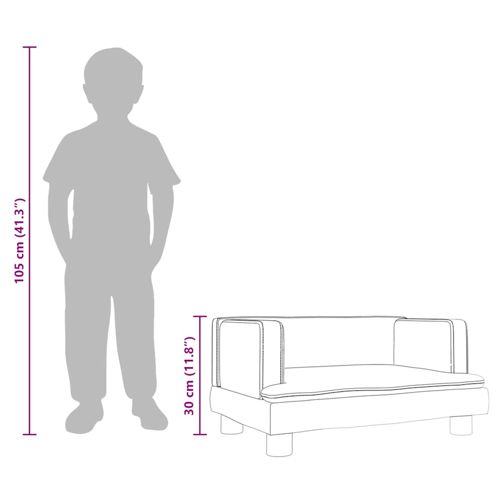 Kindersofa Creme 60x40x30 cm Kunstleder