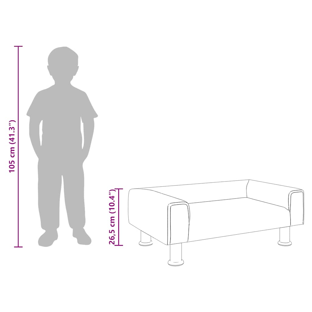 Kindersofa Schwarz 70x45x26,5 cm Samt