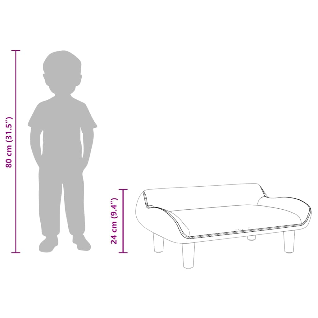 Children's sofa light grey 70x40x24 cm velvet
