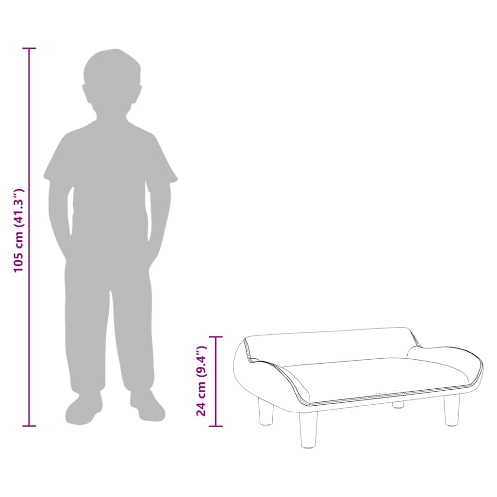 Kindersofa Dunkelgrau 70x40x24 cm Samt